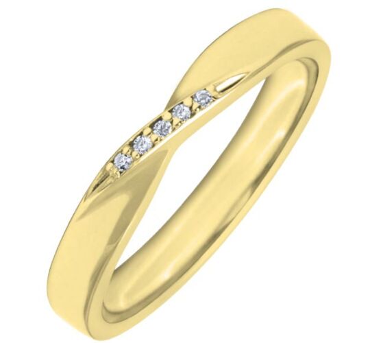 3.5mm Shaped Wedding Ring - 0.025ct, 5 Diamond stones | W634